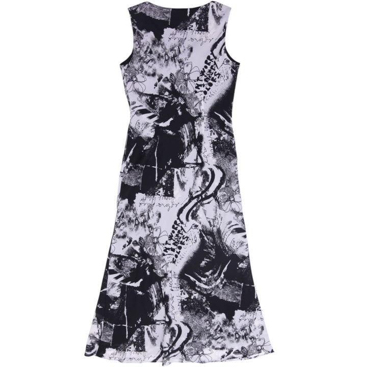 Y2K Ladies Tribal Graffiti Print Sleeveless Long Dress Size S