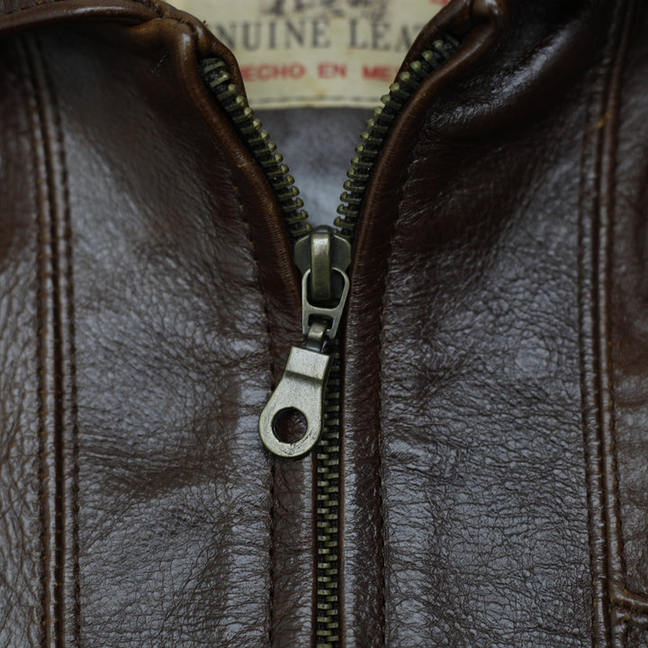 Vintage Oscar Piel Leather Bomber Jacket Made in Mexico