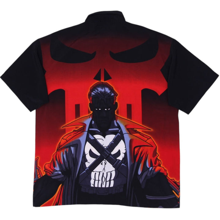 Vintage Mens The Punisher Marvel Comics Button Up Shirt Allover Print