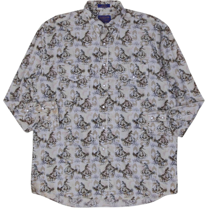 Vintage Mens Pendleton Pattern Shirt Cotton Long Sleeve