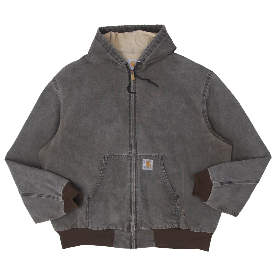 Shop Vintage Carhartt J126 BRN Quilted Lined Hooded Work Jacket XL