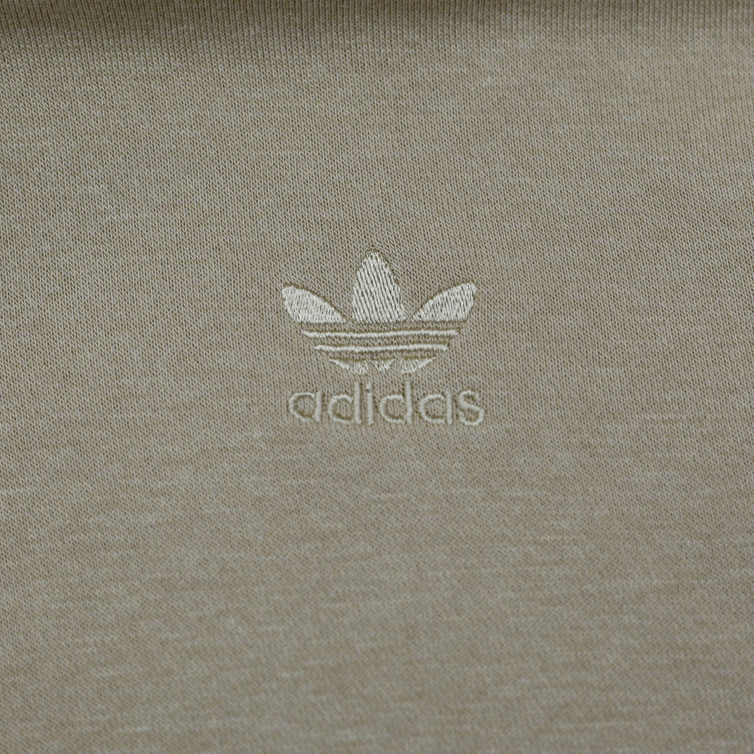Ladies Adidas Originals Cropped Fleece Hoodie Khaki Tan Size S (UK 10)