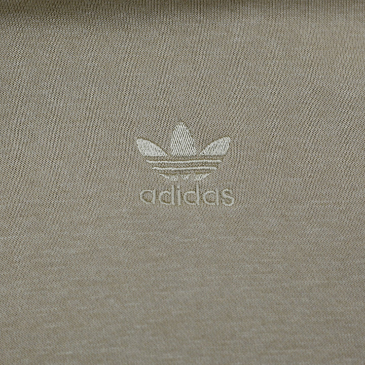 Ladies Adidas Originals Cropped Fleece Hoodie Khaki Tan Size S (UK 10)
