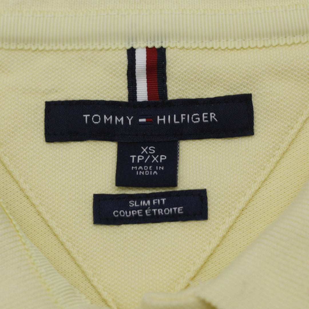 Ladies Tommy Hilfiger Polo Yellow Slim Fit Logo Polo T-Shirt Size XS