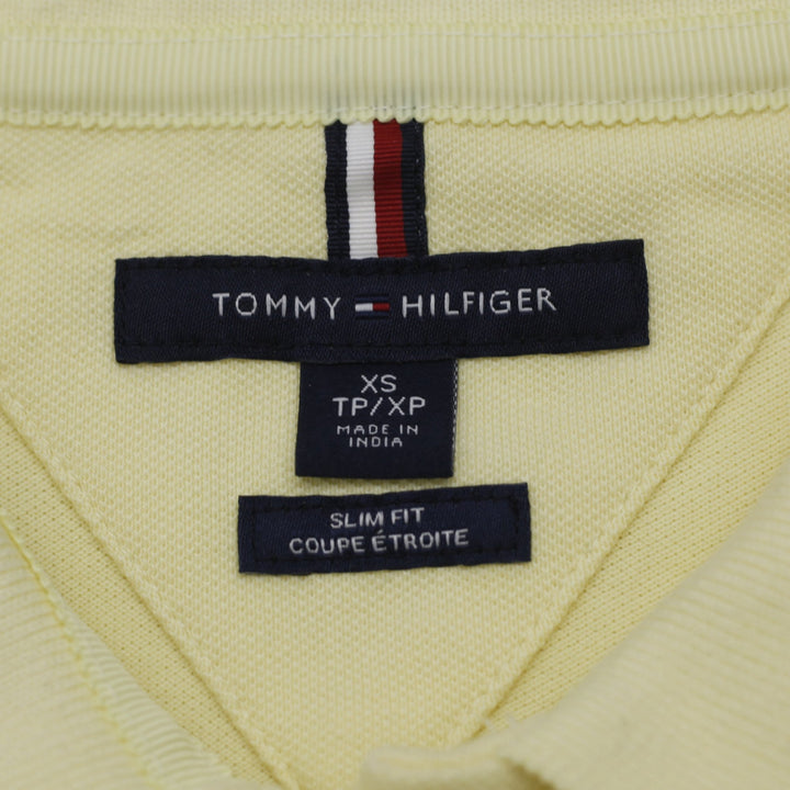 Ladies Tommy Hilfiger Polo Yellow Slim Fit Logo Polo T-Shirt Size XS