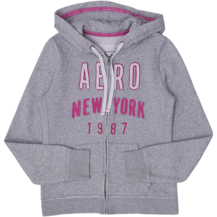 Y2K Ladies Aeropostale Gray Full Zip Pullover Hoodie Small