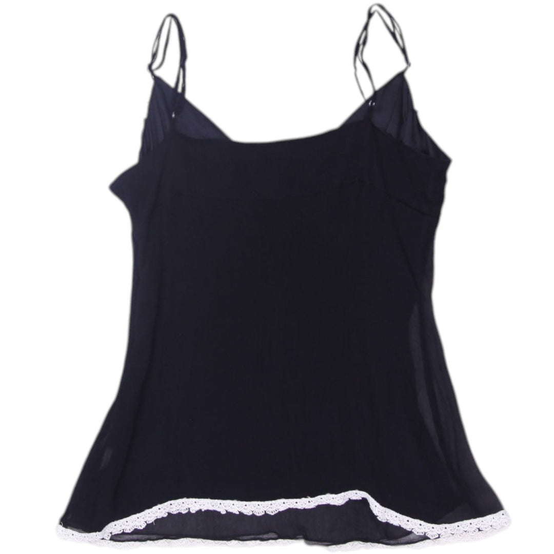 Y2K Ladies Bebe Tank Top Black Lace Strappy V Neck | Migration_Y2K Tops - Side View | Fashion Rerun