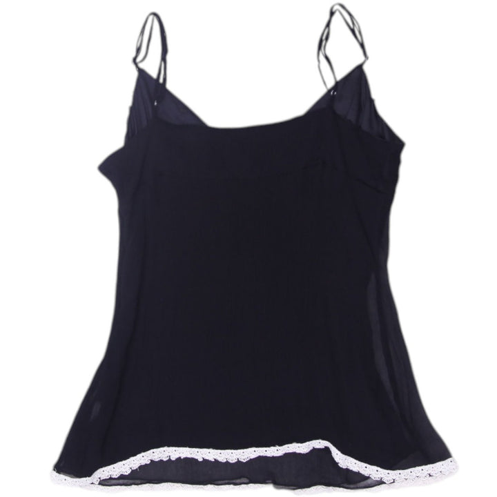 Y2K Ladies Bebe Tank Top Black Lace Strappy V Neck | Migration_Y2K Tops - Side View | Fashion Rerun
