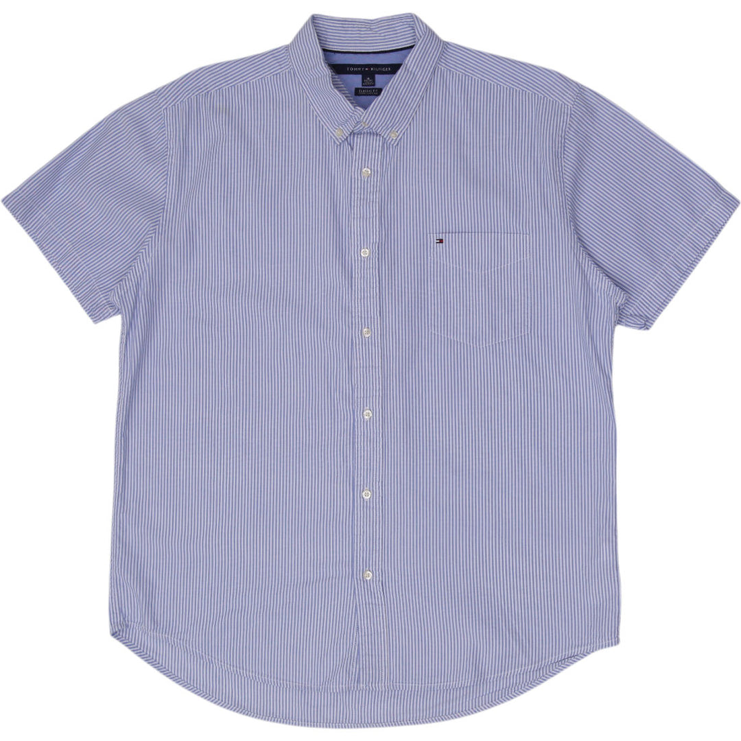 Mens Tommy Hilfiger Classic Fit Short Sleeve Stripe Oxford Shirt Size Xl