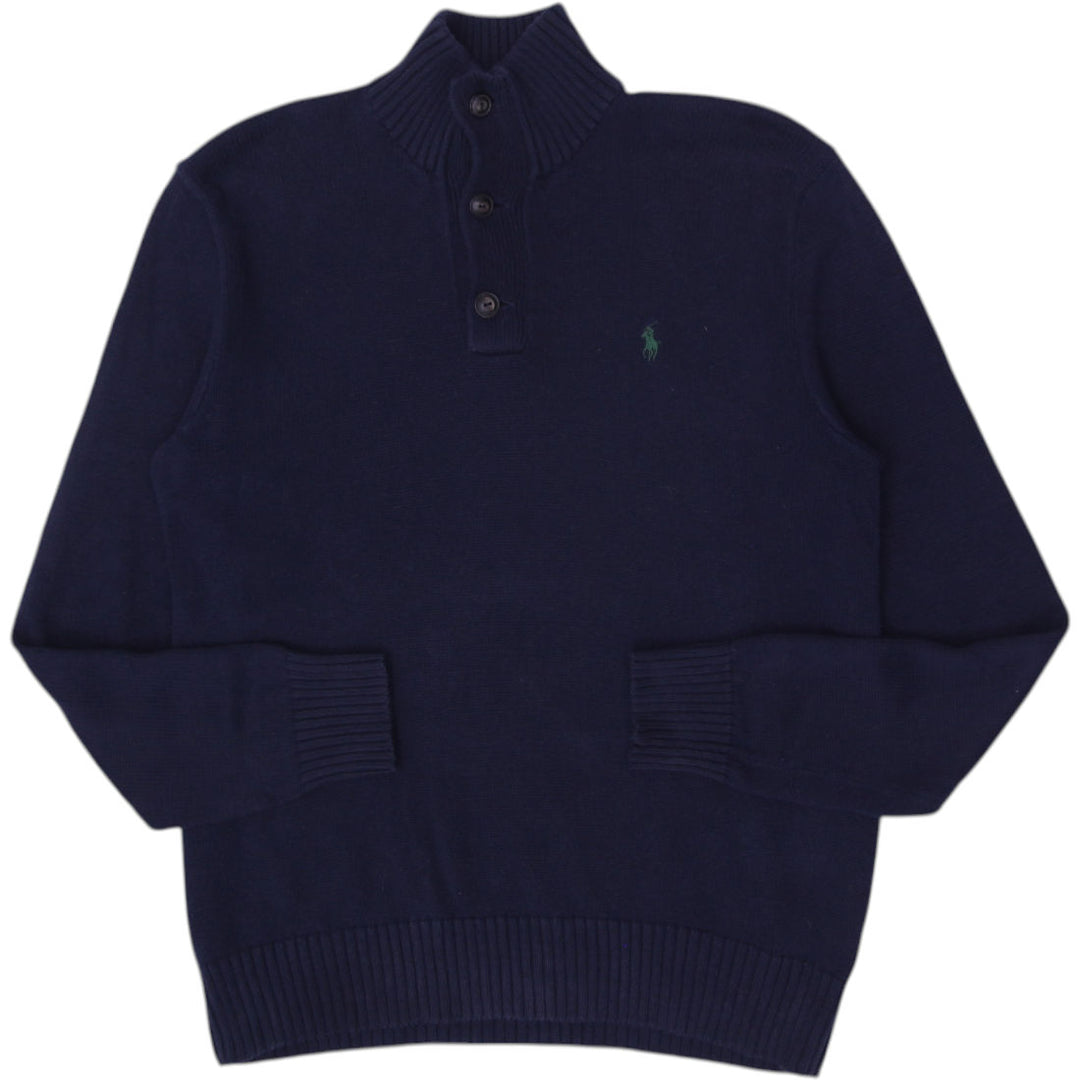 Vintage Mens Polo Ralph Lauren Cotton Button Collar Sweater Size M