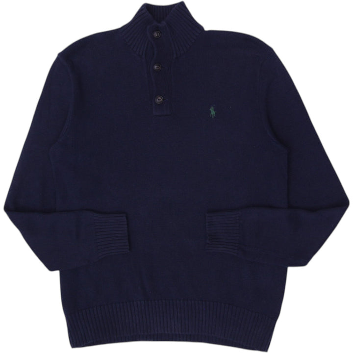 Vintage Mens Polo Ralph Lauren Cotton Button Collar Sweater Size M