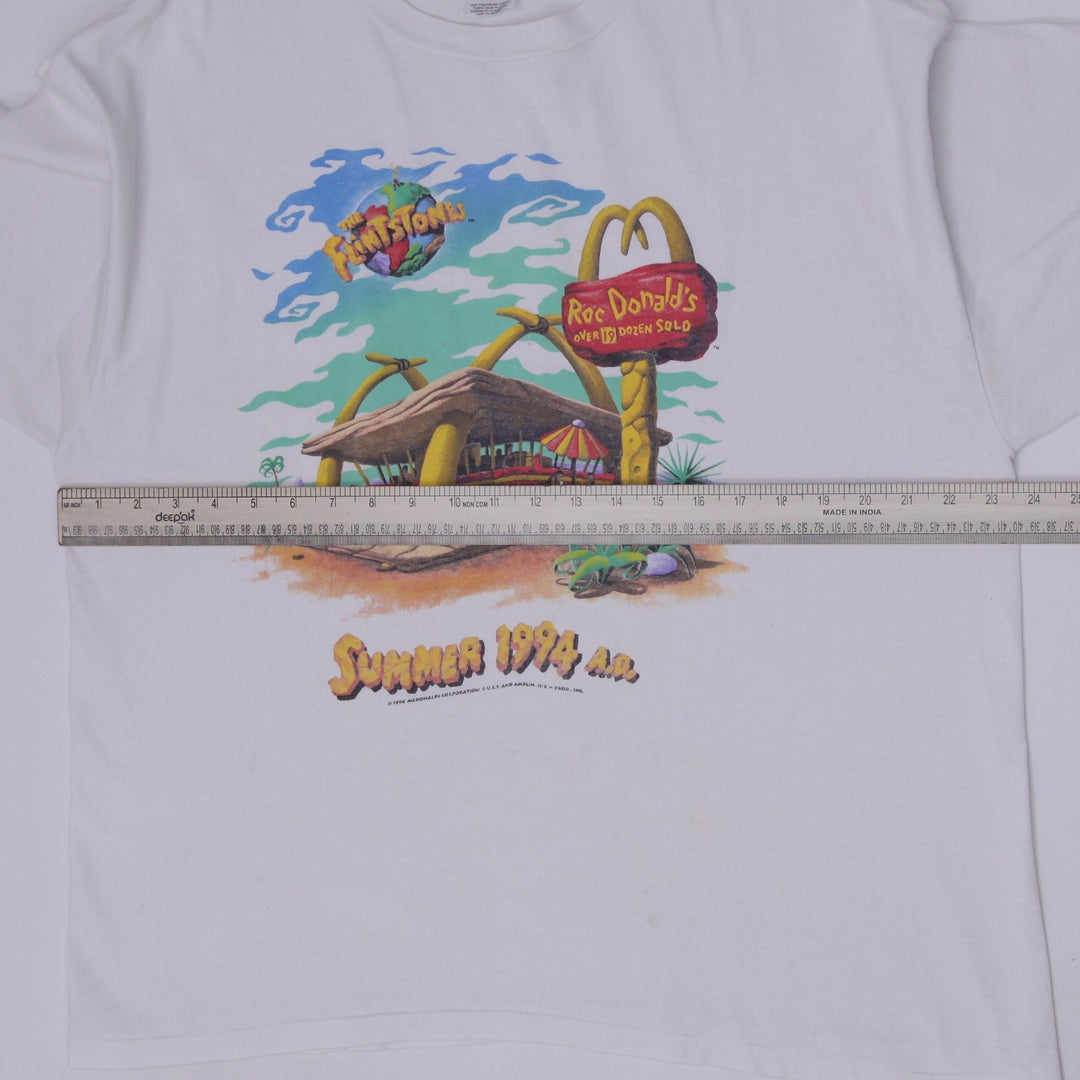 Vintage 1994 Flintstones Movie T-Shirt Size XL Roc Donald's McDonald's Promo Tee Hanes Single Stitch