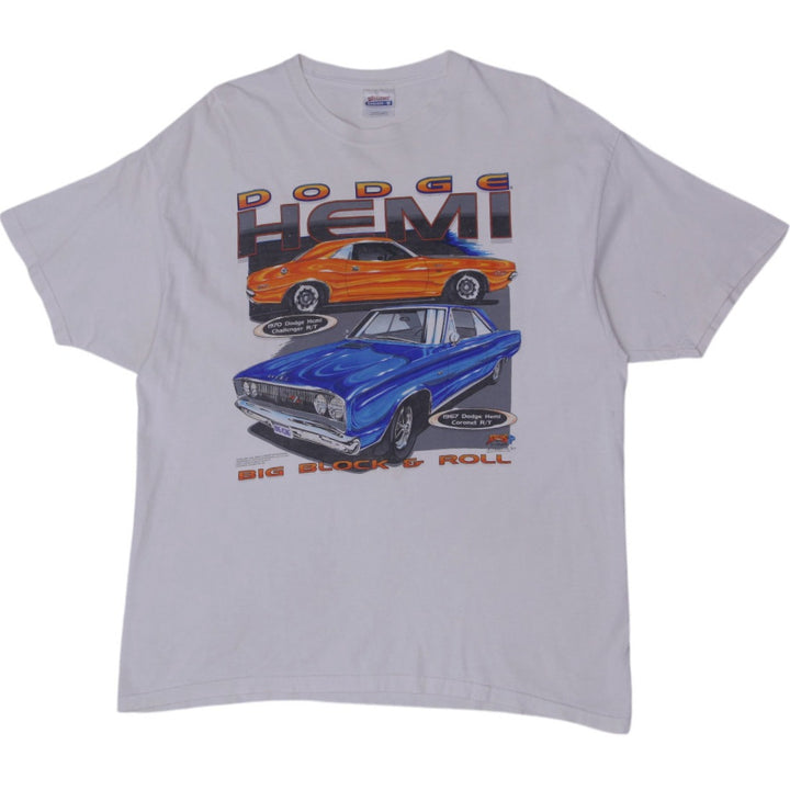 Vintage 90s Hanes White Dodge HEMI Graphic Big Block & Roll Cars T-Shirt XL | Migration_T-Shirts | Fashion Rerun