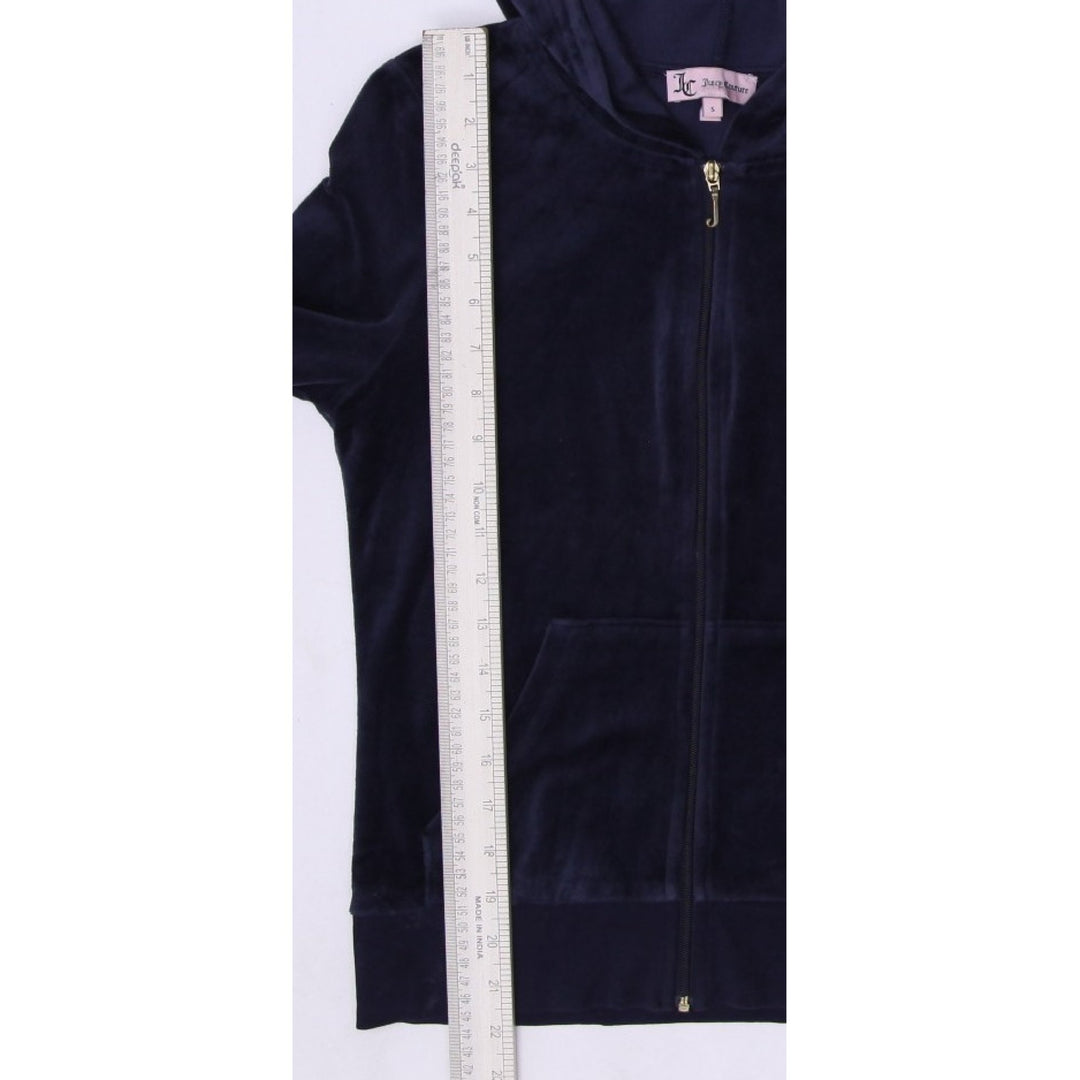 Y2K Ladies Juicy Couture Hoodie Navy Velour Full Zip Small