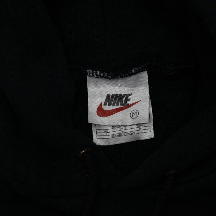 Vintage Embroidered Nike Center Swoosh Logo Black Pullover Hoodie Made In USA | Migration_Hoodies - Back View | Fashion Rerun