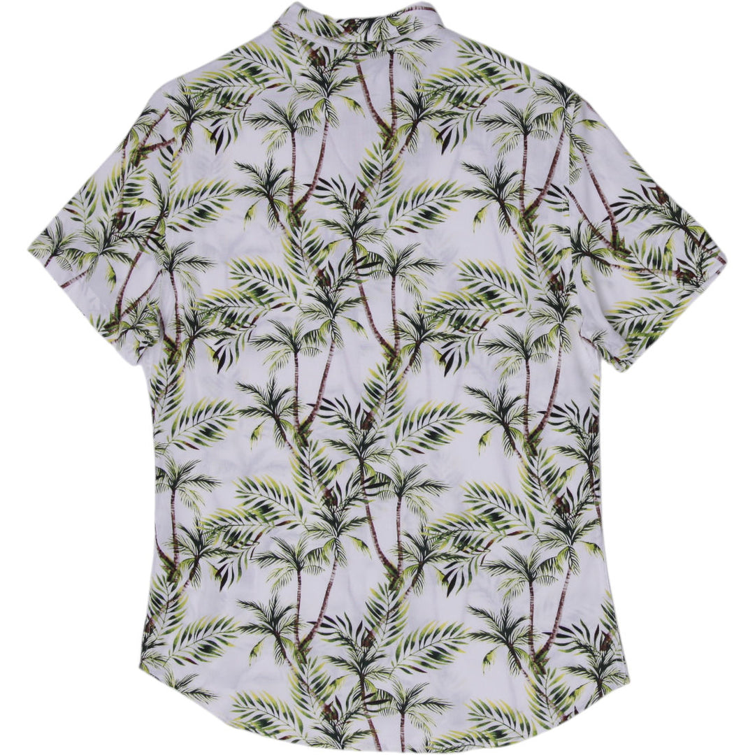 Mens Guess Regular Fit Palm Tree Print Resort Shirt Size M