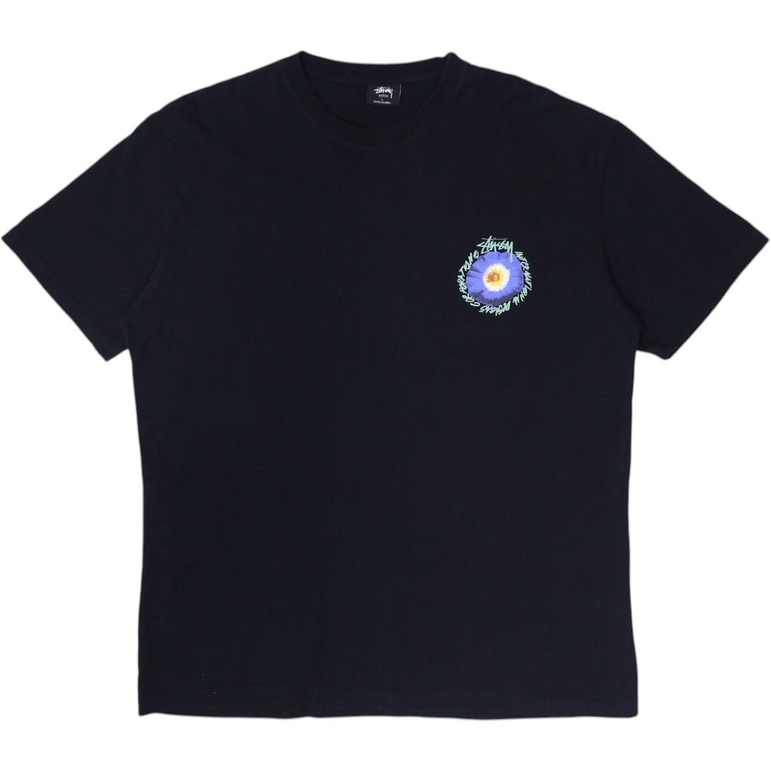 Mens Stussy Australia Black Cosmos Flower Graphic T-Shirt