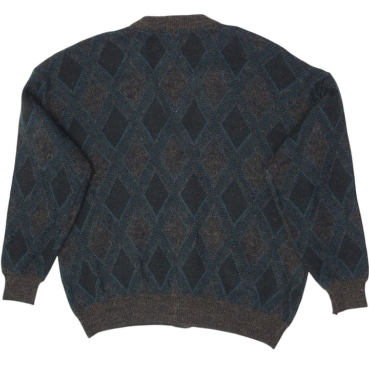 Vintage Mens John Peter Cardigan Geometric Knitwear