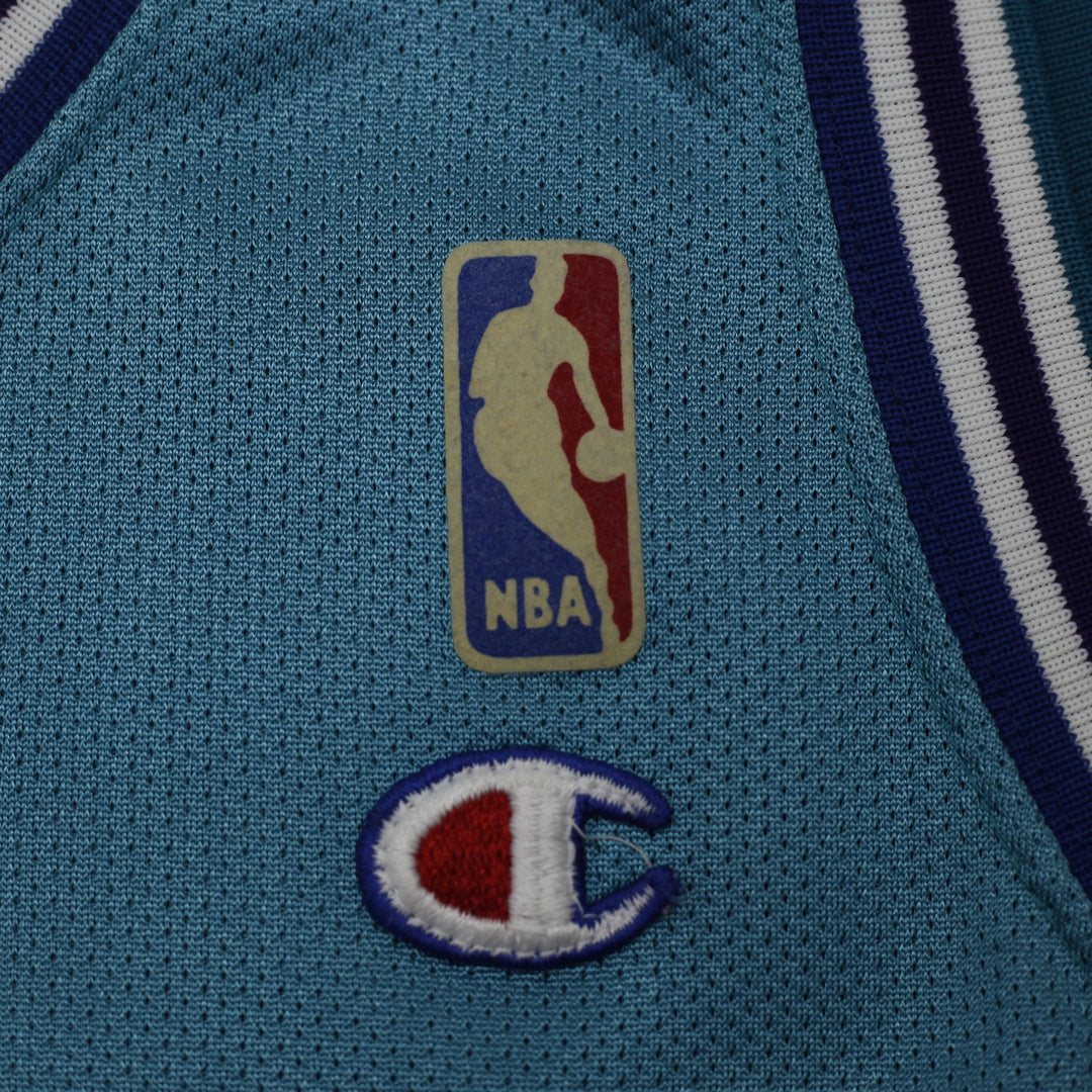 Vintage 90s Champion Larry Johnson #2 Charlotte Hornets Basketball Jersey Sz 44