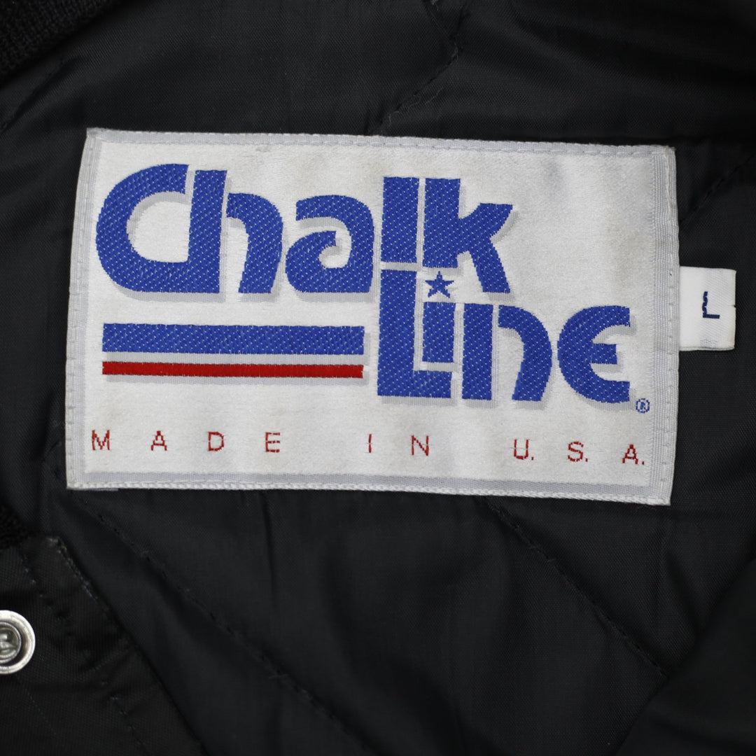 Vintage Miami Dolphins Chalk Line Satin Bomber Jacket Men's Size L 80s 90s NFL | Migration_Jackets - Back Vie | Fashion Rerun