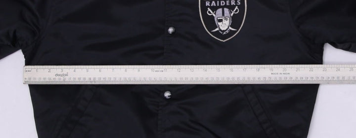 Vintage 90s Oakland Raiders Satin Bomber Jacket Made in USA Size M | Migration_Jackets - View 8 | Fashion Rerun