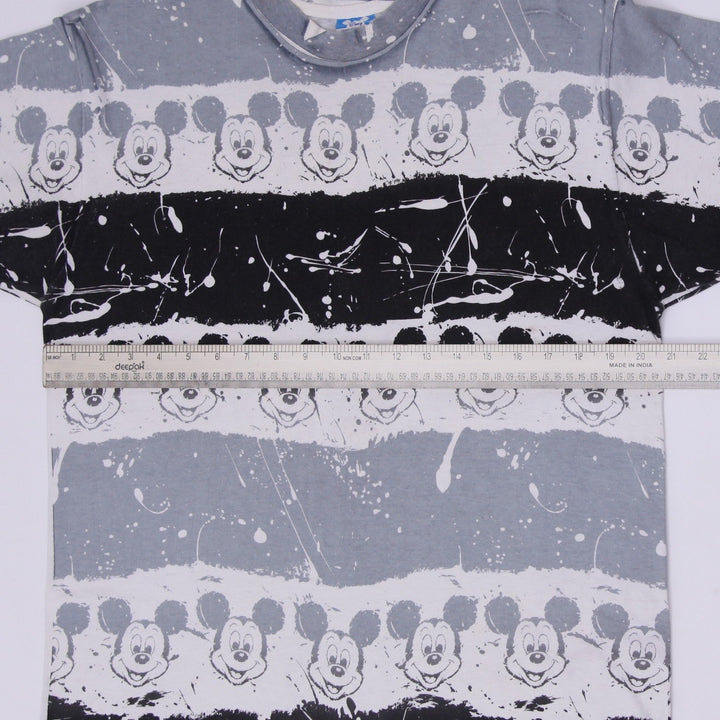 Vintage 90s Mickey Mouse Abstract Splatter All-Over Print T-Shirt USA Made OSFA