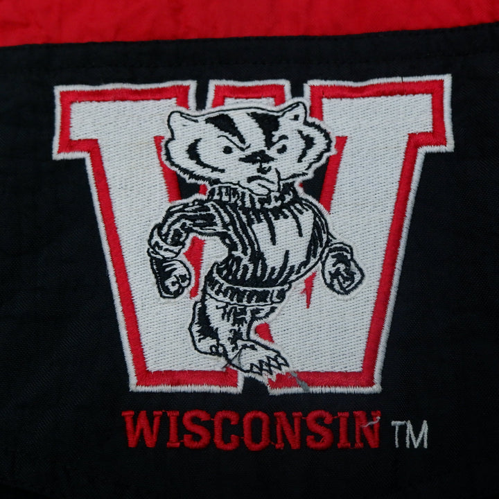 Vintage 90s NCAA Starter Wisconsin Badgers Pullover 1/2 Zip Hooded Jacket