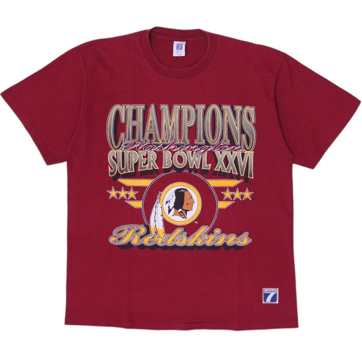 Vintage Mens Logo 7 NFL Maroon Super Bowl Graphic T-Shirt S.Stitch Size XL