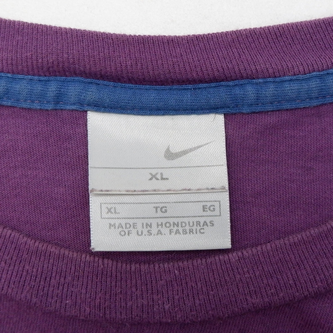 Vintage Mens Nike T-Shirt Purple Short Sleeve Swoosh Logo | Migration_T-Shirts - Back View | Fashion Rerun