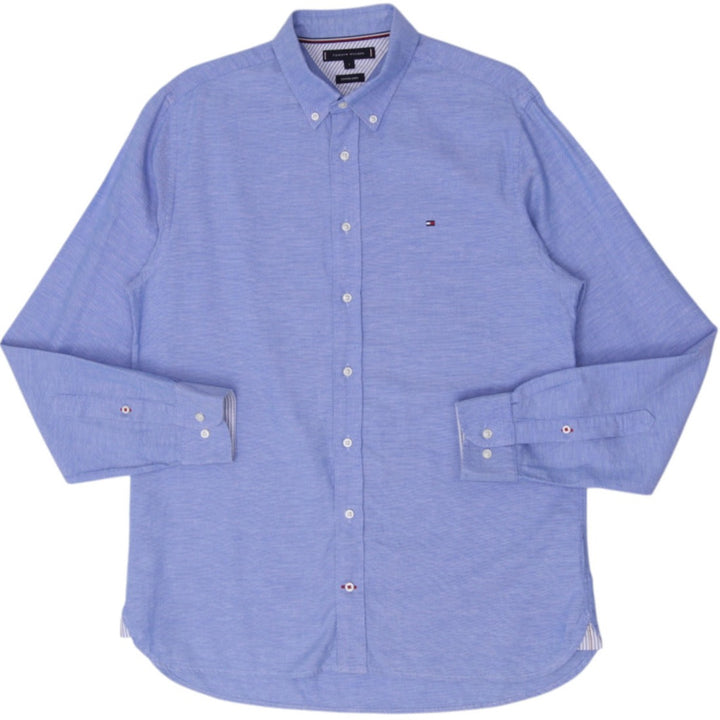 Mens Tommy Hilfiger Cotton Linen Long Sleeve Button Down Shirt Size L