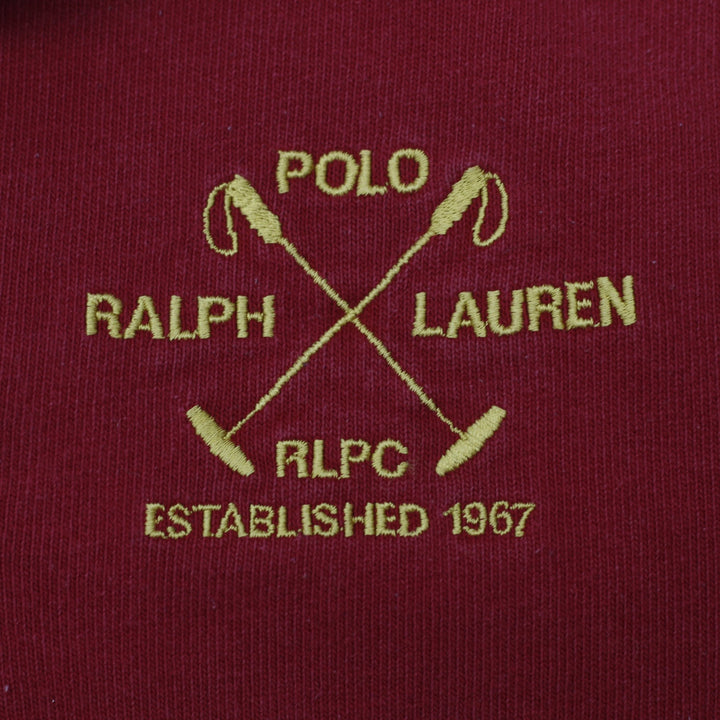 Vintage Mens Polo Ralph Lauren Rugby Shirt Red Embroidered Logo