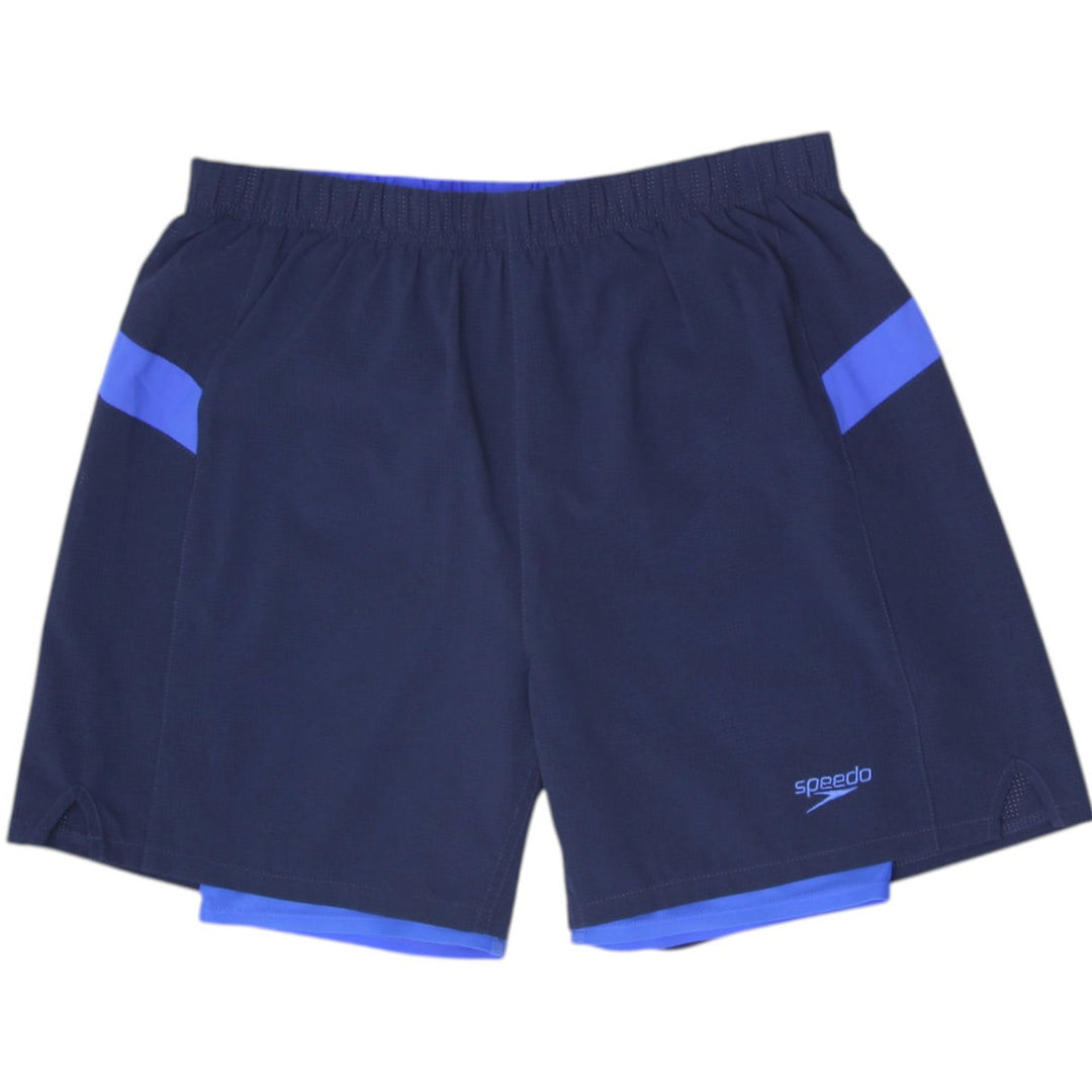 Mens Speedo FIT TurboDri Swim Shorts Navy & Cobalt Blue Compression Liner Small