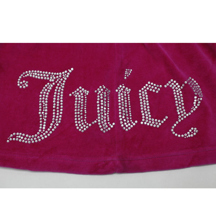Y2K Ladies Juicy Couture Hot Pink Velour Rhinestone Mini Skirt Size M
