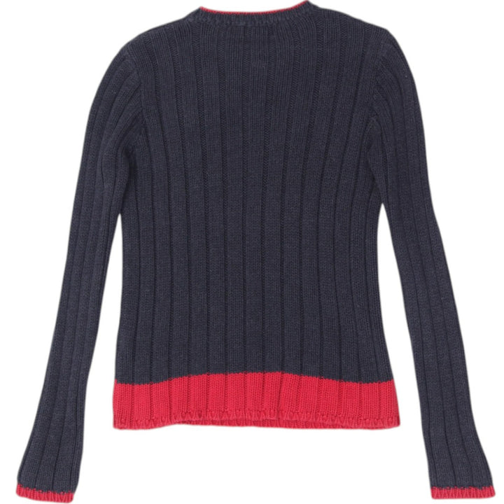 Vintage Polo Ralph Lauren Ribbed American Flag Charcoal Grey Knit Sweater