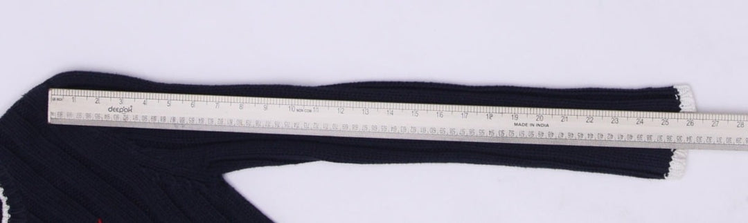 Vintage Ladies Navy Polo Ralph Lauren American Flag Ribbed Knit Sweater