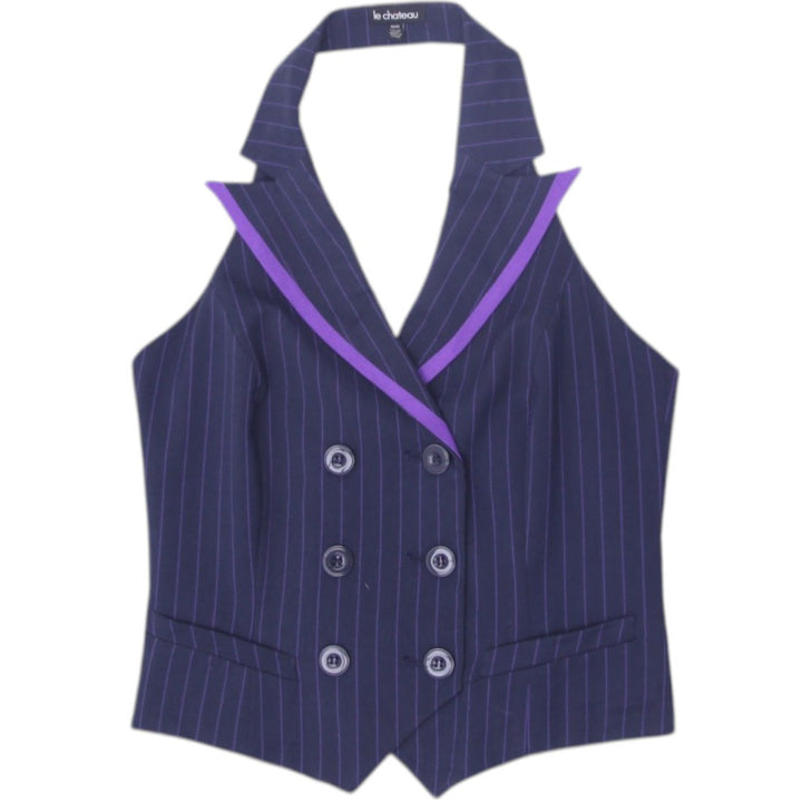 Y2K Ladies Le Chateau Pinstripe Halter Vest Top