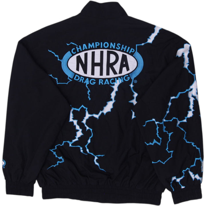 Vintage Mens Sport Service NHRA Jacket Black Lightning Racing Jacket | Migration_Jackets - Side View | Fashion Rerun