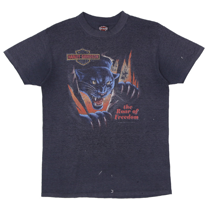 Vintage Harley Davidson 3D Emblem Panther T-Shirt Single Stitch Made In USA Distressed L - Fashion Rerun Vintage Migration_T-Shirt