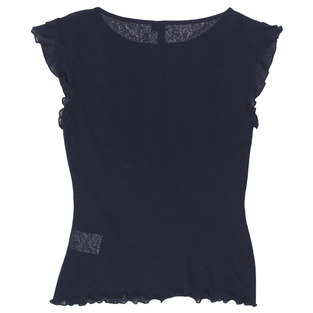 Y2K Ladies Short Sleeve Black Top