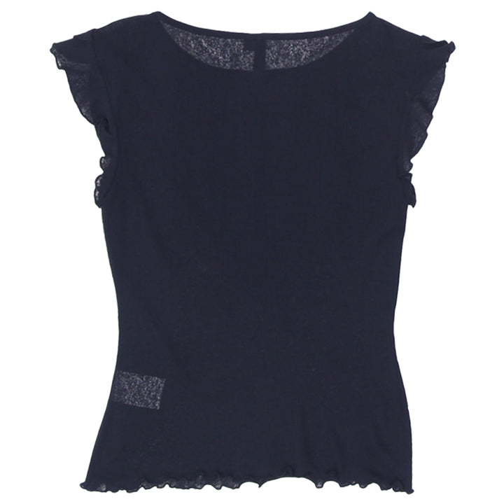 Y2K Ladies Short Sleeve Black Top