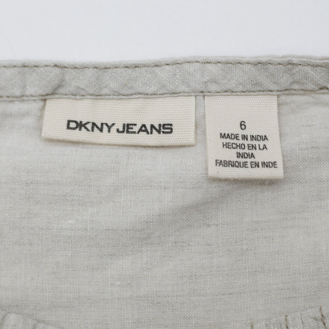 Y2K Ladies DKNY Jeans Linen Blend  Utility Midi Skirt Size 6
