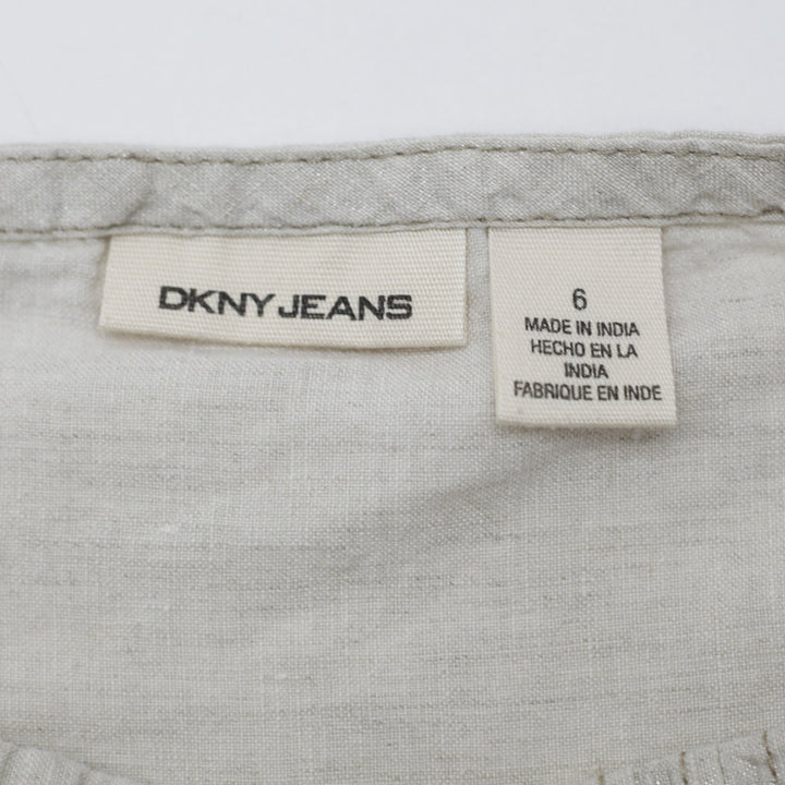 Y2K Ladies DKNY Jeans Linen Blend  Utility Midi Skirt Size 6