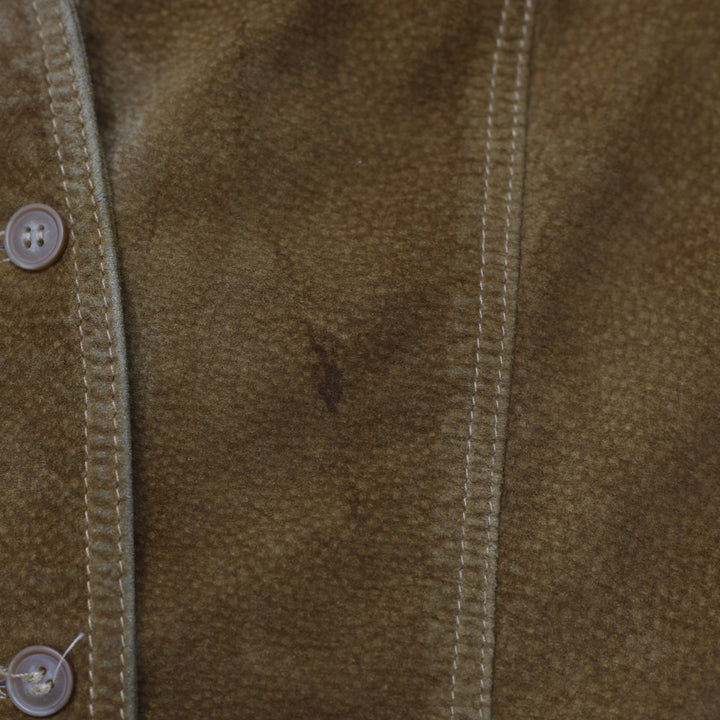 Y2K Ladies Suede Jacket Brown Button Up Long Sleeve Size S | Migration_Jackets - Detail View | Fashion Rerun