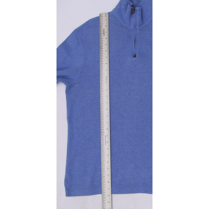 Mens Polo By Ralph Lauren Blue Quarter Zip Cotton Knitwear Sweater L | Migration_Knitwear & Sweaters RL Colle | Fashion Rerun