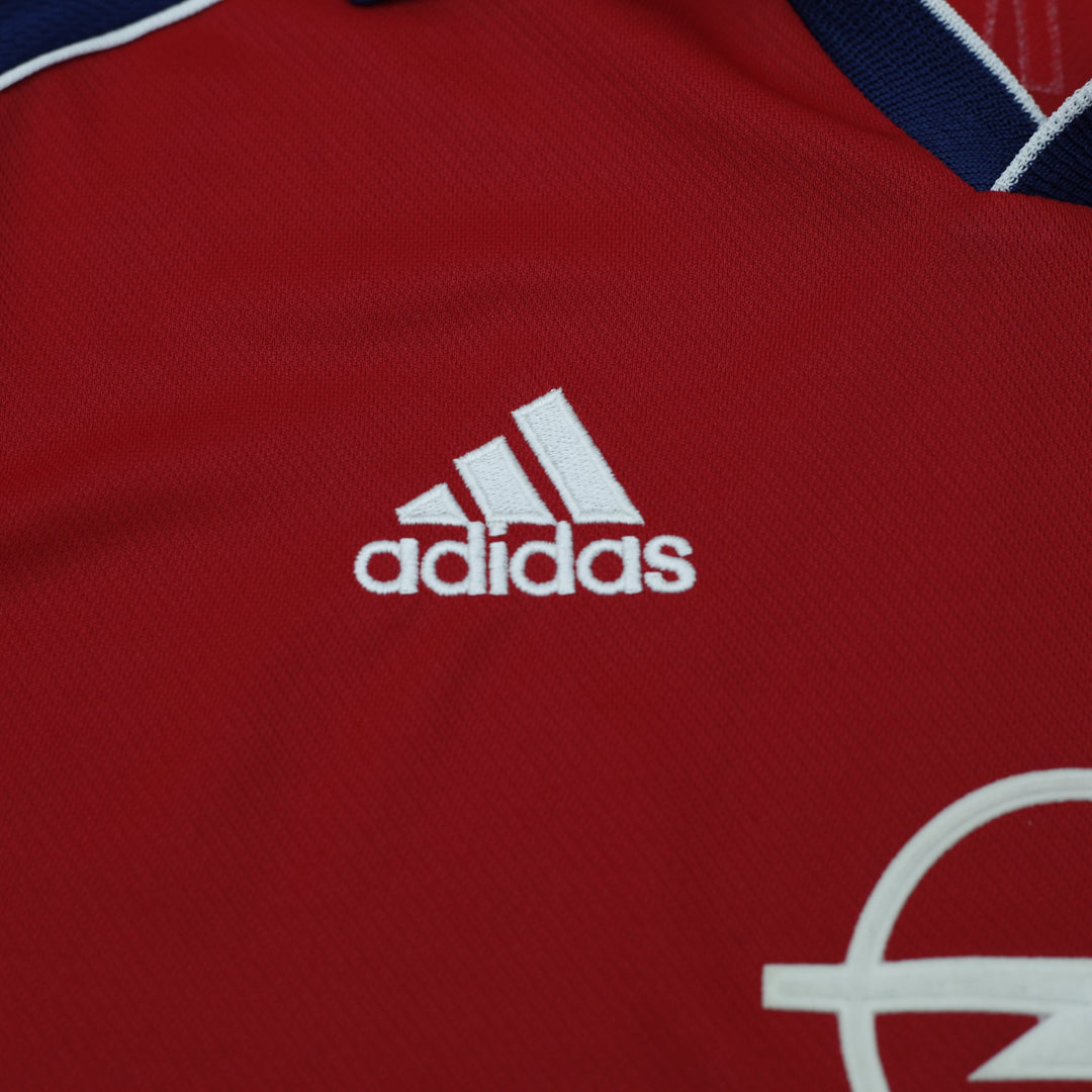 Vintage Mens 90s Adidas FC Bayern Munich Jersey Red Soccer Logo Opel