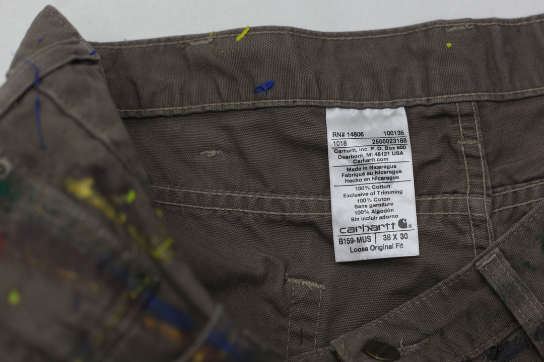 Rework Carhartt Loose Original Fit Paint Splatter Work Mens Shorts - PR298