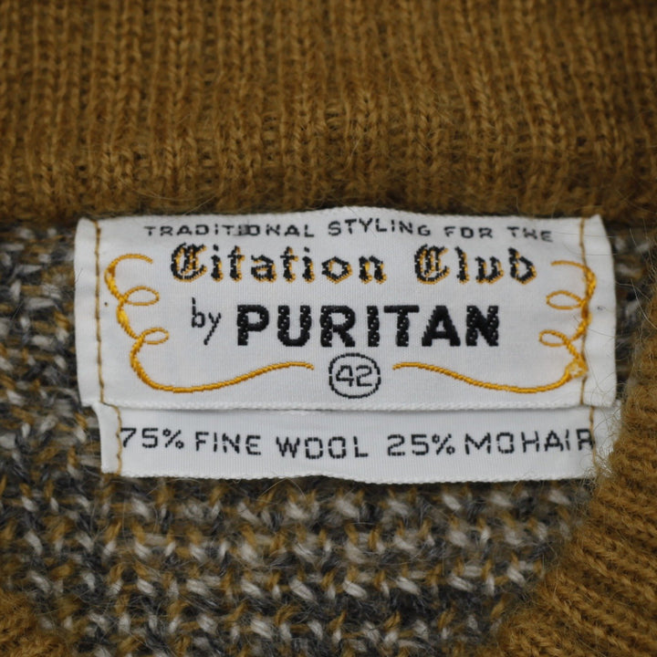 Vintage Mens Citation Club Puritan Sweater Brown Pattern Wool Mohair