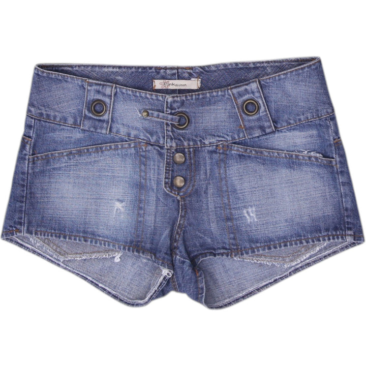 Y2K Ladies Pink Woman Low Rise Micro Denim Shorts Size XS