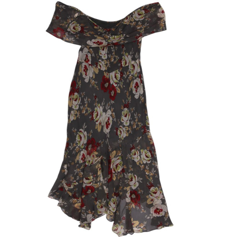 Y2K Boho Floral Off-Shoulder Maxi Dress - Size 8 | Migration_Dresses - Side View | Fashion Rerun