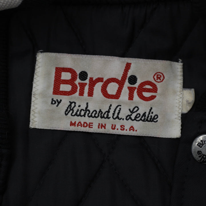 Vintage Mens Birdie Raiders Jacket Black Embroidered Football Made In USA